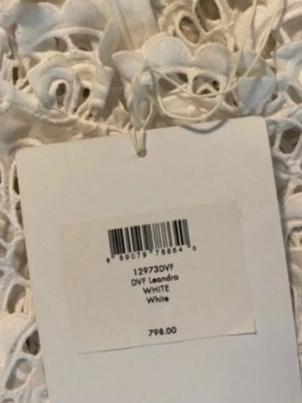 Diane von Furstenberg New Leandra White Eyelet Embroidery Midi Dress Size 4 - Picture 10 of 12